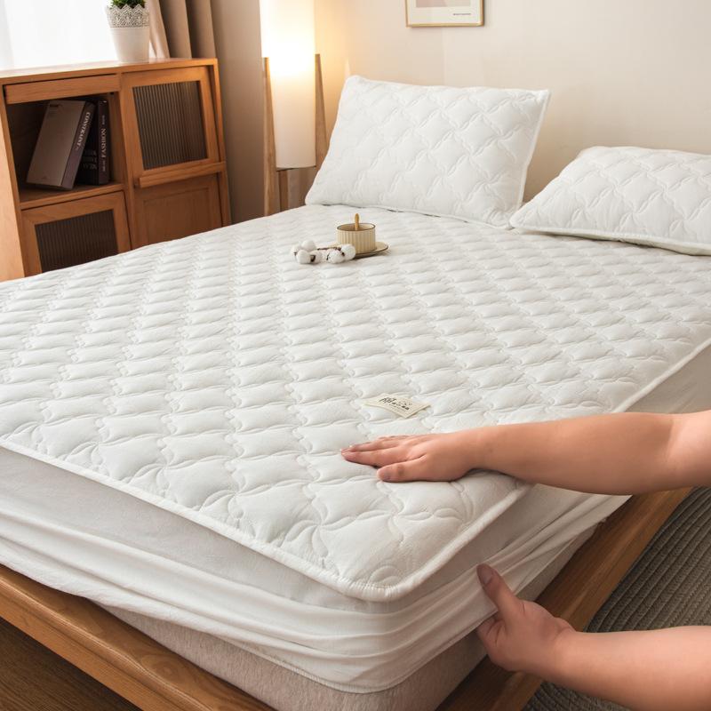 Klasse A Baumwolle Antibakteriell Gestepptes Einzelbettlaken Haushalt Matratzenschoner Rundum-Bettbezug Staubdicht und Rutschfest für Vier Jahreszeiten