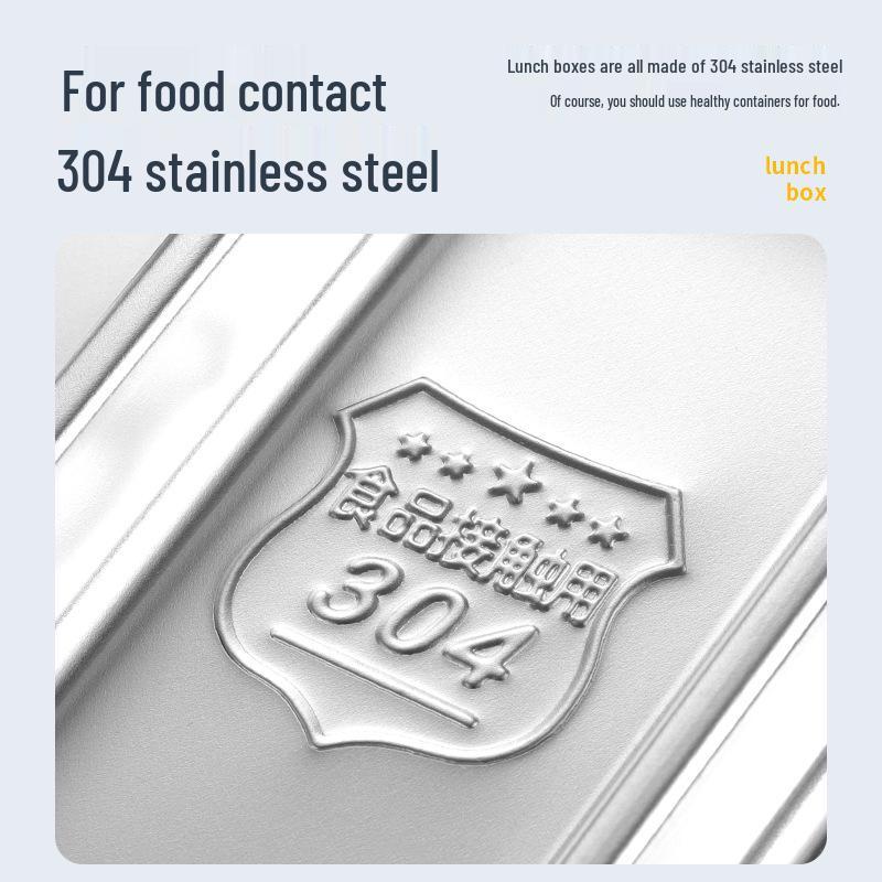 304 Stainless Steel Bento Lunch Box with Lid & Handle - Portable, Sealed Meal Container for Students & Office Workers