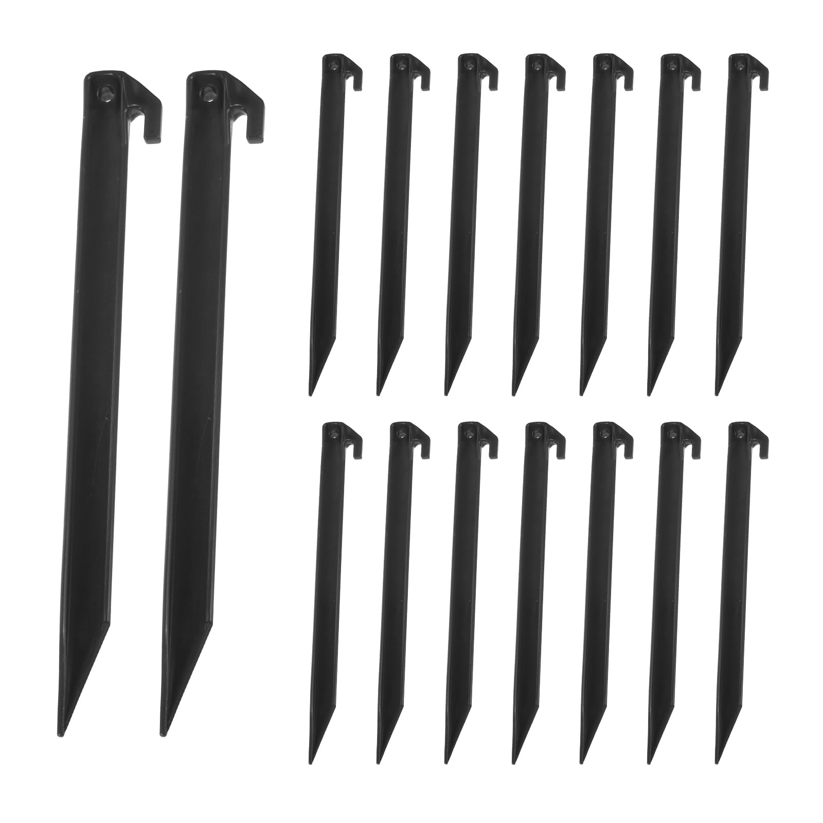 

uxcell Tent Stakes Plastic Lightweight Ground Pegs with Hooks for Outdoor Beach Camping Canopy Top 30cm Black 16pcs чёрный