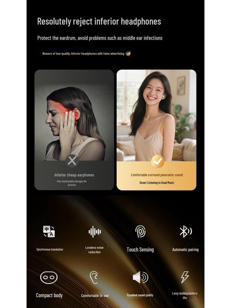 BH32 Wireless Dual-Ear Sports TWS Earphones with AI Translation and Touch Control, Bluetooth 5.4, Digital Display