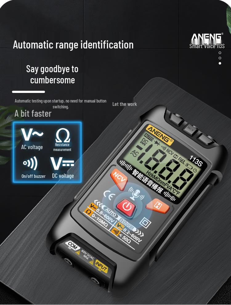 ANENG 113S Digital Smart Voice Multimeter: High-Precision, Multi-function, Fully Automatic Electrician's Universal Meter.