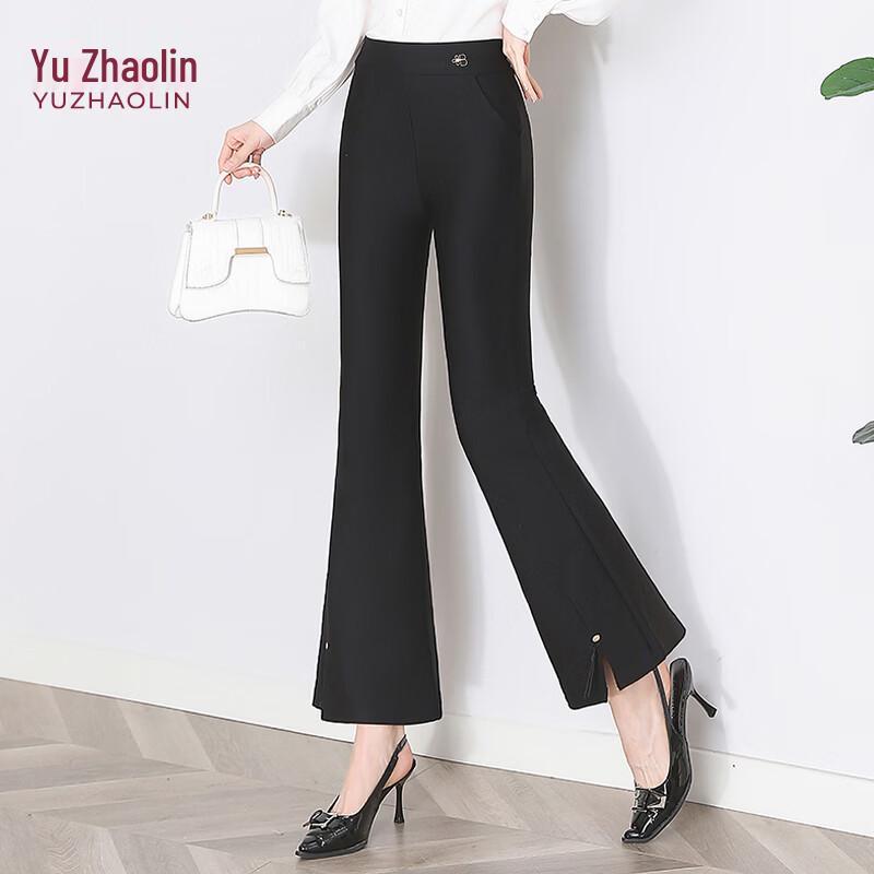 YUZHAOLIN Women s High-Waist Flare Draped Casual Pants 2XL