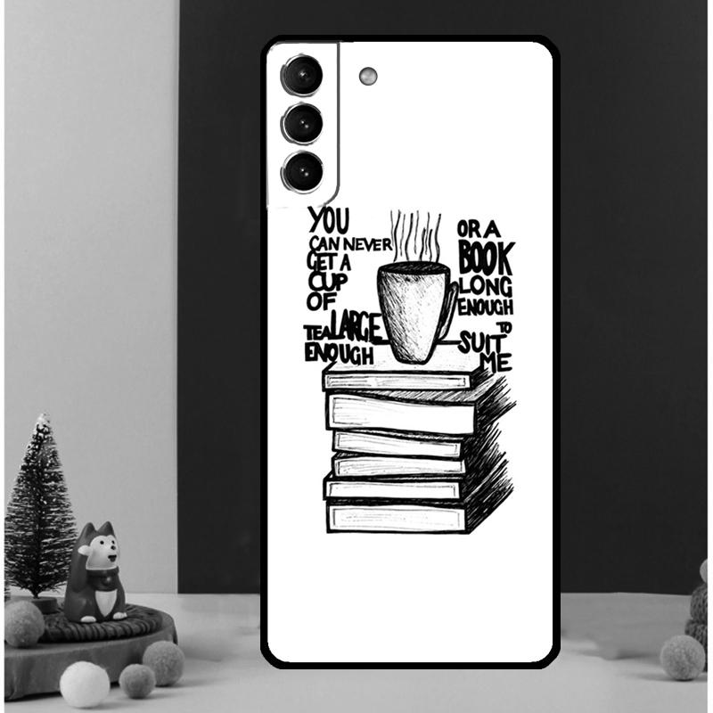 Books And Coffee Case For Samsung Galaxy S23 S24 Ultra S8 S9 S10 S22 Plus Note 10 20 Ultra S20 S21 FE Cover