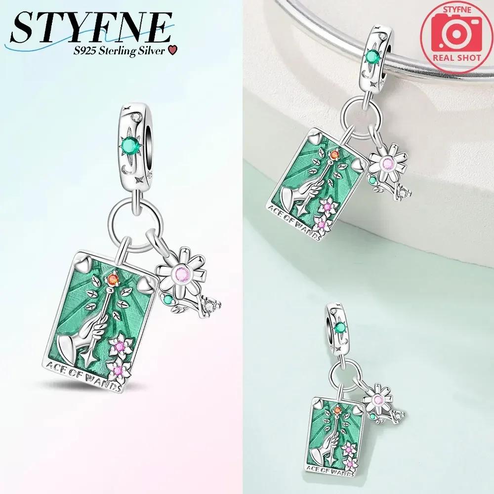 Exquisite Tarot Card Pendant Stars Moon Sun Original Copper Charms Beads Fit Bracelet Women Fine Delicate Gift Accessory Set