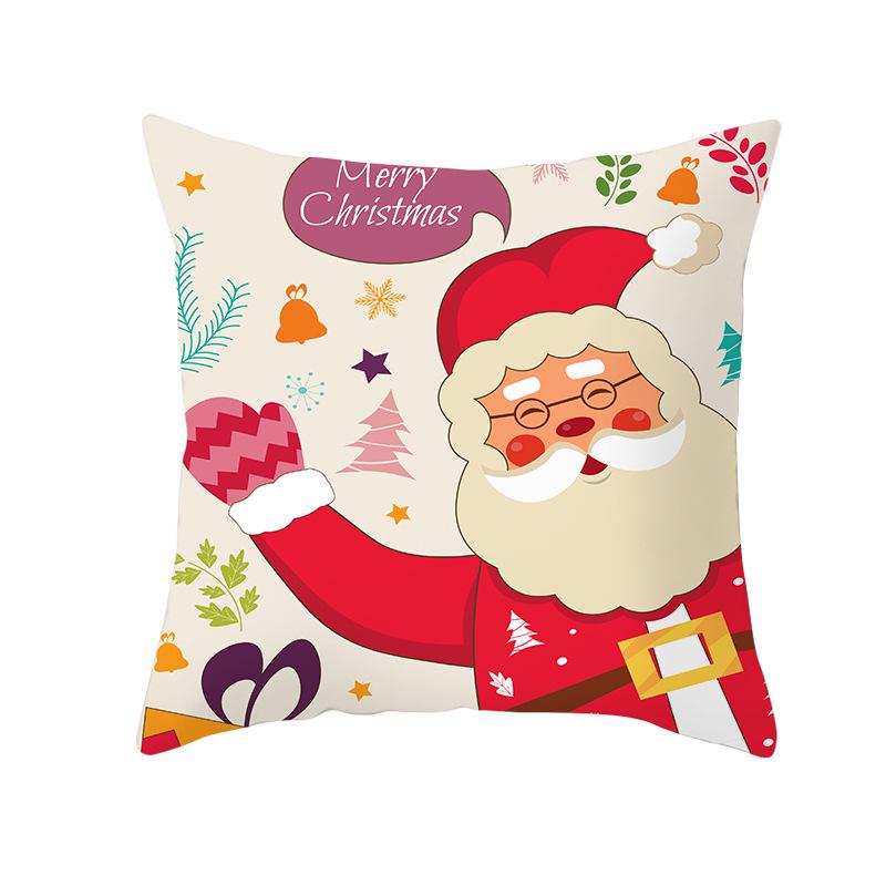 Peach Skin Christmas Print Pillow Case Cartoon Animal Home Sofa Cushion Cover Bedside Bedroom Pillow