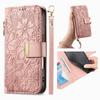 Floral Leather Wallet Case for Samsung Galaxy A05-A71 / S24-S25 series...Vintage All-in-One Card Holder w/Stand, Magnetic Closure & Wrist Strap