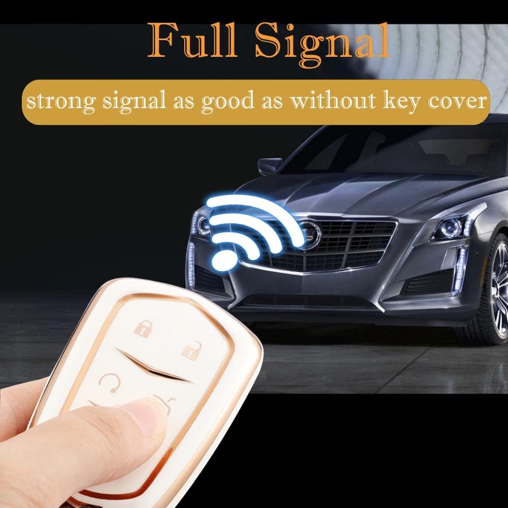 Für Cadillac Escalade Schlüsselanhänger-Abdeckung, für Cadillac ATS CTS CT6 STS SRX XT5 Schlüsselanhänger-Hülle, Premium-Soft-TPU, vollständiger Schutz, Smart-Schlüsselhalter