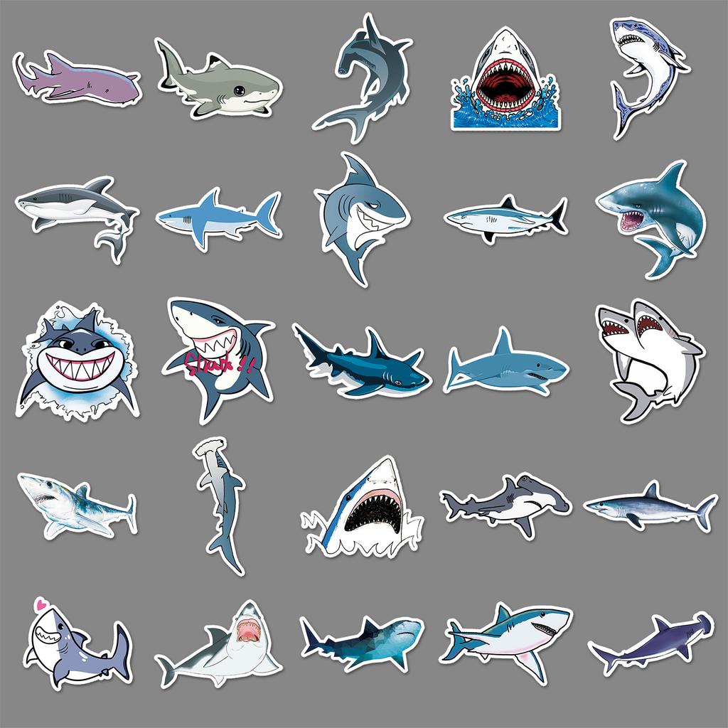 50 Shark Graffiti Personality Cross-marine Life Creative Guka Decorative Skateboard Water Cup Suitcase Stickers Waterproof