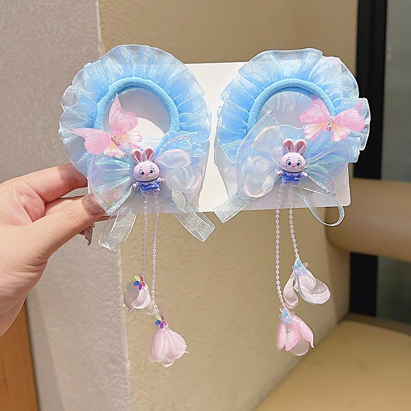 Ancient Style Hanfu Hair Tie: Fairy Bow, Tassel & Pearl Accessory for Girls