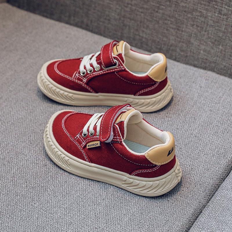 Warrior Classmates Boys Canvas Shoes Spring and Autumn New Breathable Girls Board Shoes Medium and Large Children's Cloth Shoes