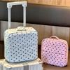 Polka Dot Pu Leather Cosmetic Bag Large Capacity Multi Compartments For Daily Travel Makeup Skincare Storage