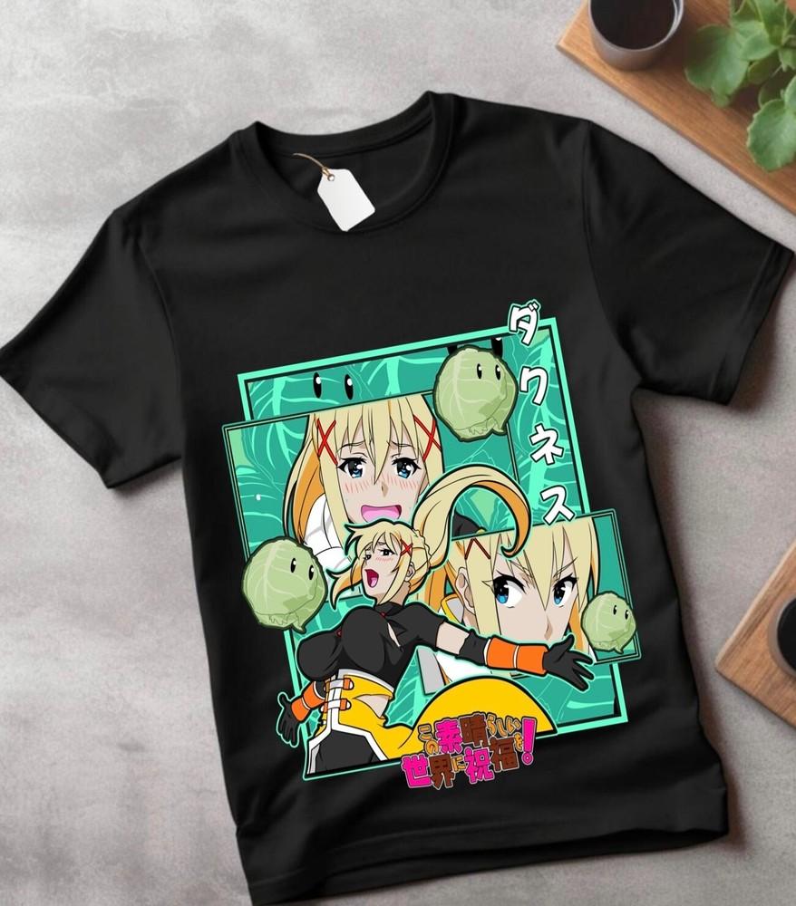 

Konosuba Megumin Футболка Вайфу Каваи Аниме Японская Унисекс Черная Короткий рукав S