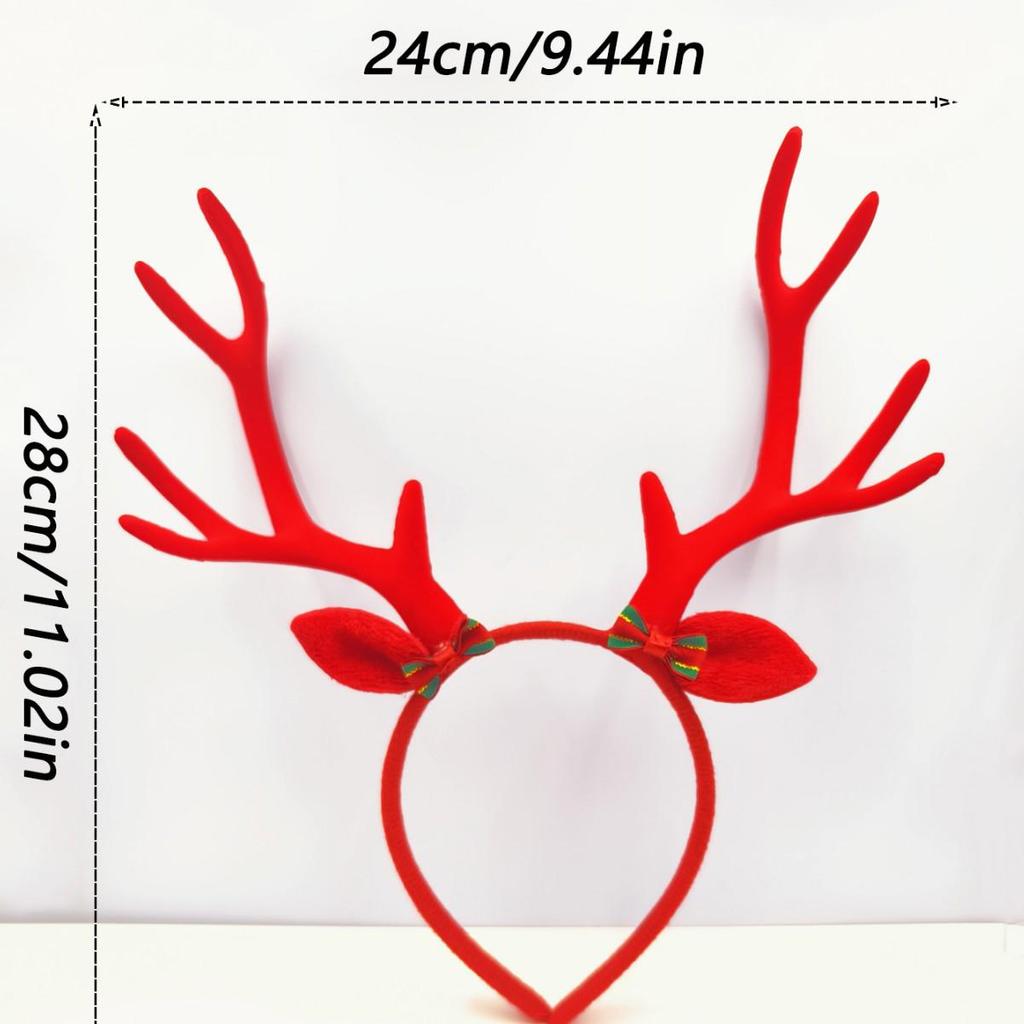 Large Red Reindeer Antler Headband - Creative Christmas Headwear & Photo Accessory for Adults