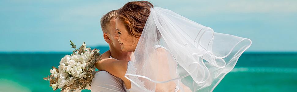 Bridal Veil Women's Simple Tulle Short Wedding Veil Satin Edge With Comb for Wedding Bachelorette Party