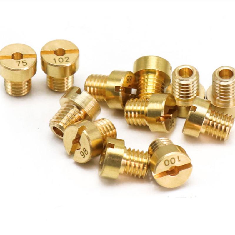 12Pcs Motorcycle Main Jets Injector Nozzle Gold Metal M5 Thread Motor Carburetor Main Nozzle 45-72/75-102 Size Getto Principale