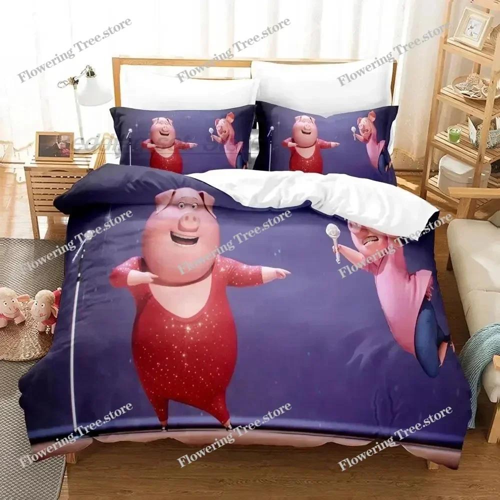 New Sing 2 Bedding Set Single Twin Full Queen King Size Bed Set Aldult Kid Bedroom Duvetcover Sets 3D Print Kawaii Aniem 029