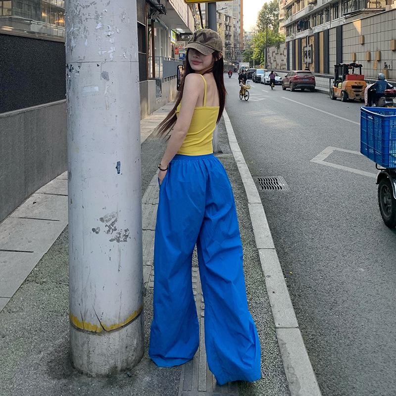 [BSF.cn] High Street Spice Girls | Summer Refreshment | Good Vitality | Cobalt Blue Wide Leg Leisure Street Worker