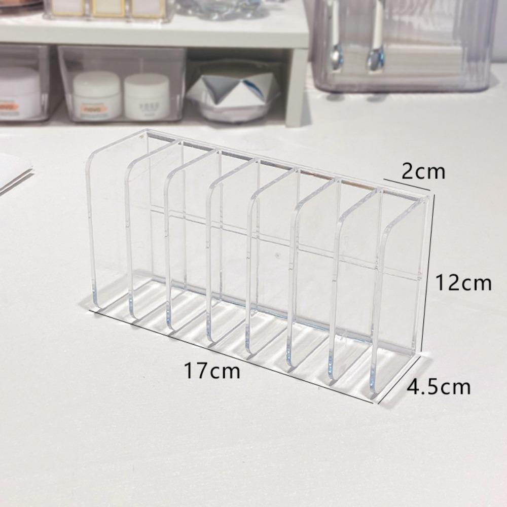 Quality Plastic 7-Slot Cosmetic Organizer Transparent Multi-Functional Table Sorting Box Makeup Holder Office
