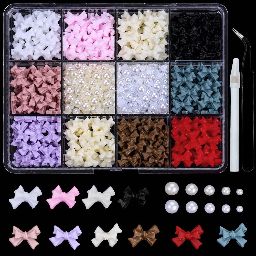 

Набор из 12 сеток, микс украшений для нейл-арта в виде бантов, украшения из смолы своими руками, микс украшений для нейл-арта с цветным жемчугом.