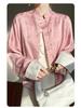 Women's Retro Satin Mandarin Collar Cardigan - Loose Fit, Light National Style Tang Jacket