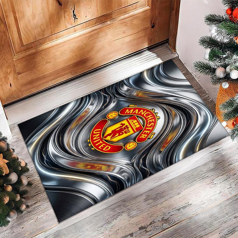 Tappeto in Flanella Stampato Manchester United Antiscivolo Morbido Poliestere Tappeto per Pavimento Tappetino Decorativo per Interni per Camera da Letto Soggiorno Divano