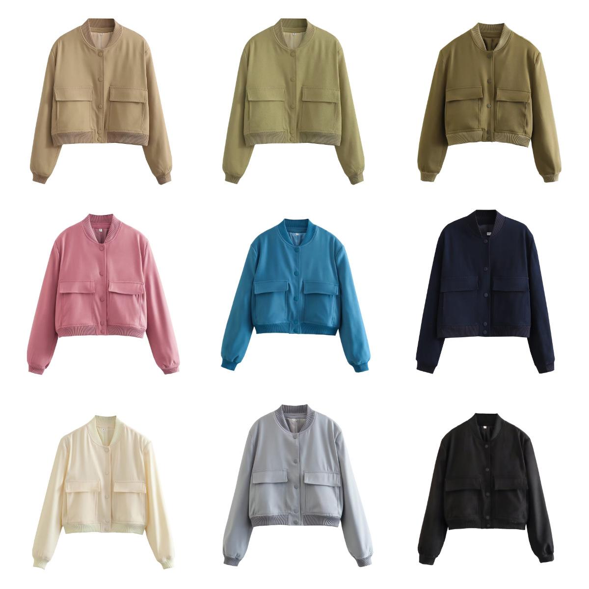 

Женская модная повседневная короткая куртка с большим карманом и пальто S розовый