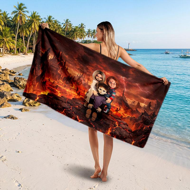 Large Beach TowelChild's Play Chucky Tiffany Soft Absorbent Towel Beach Bath Home Use