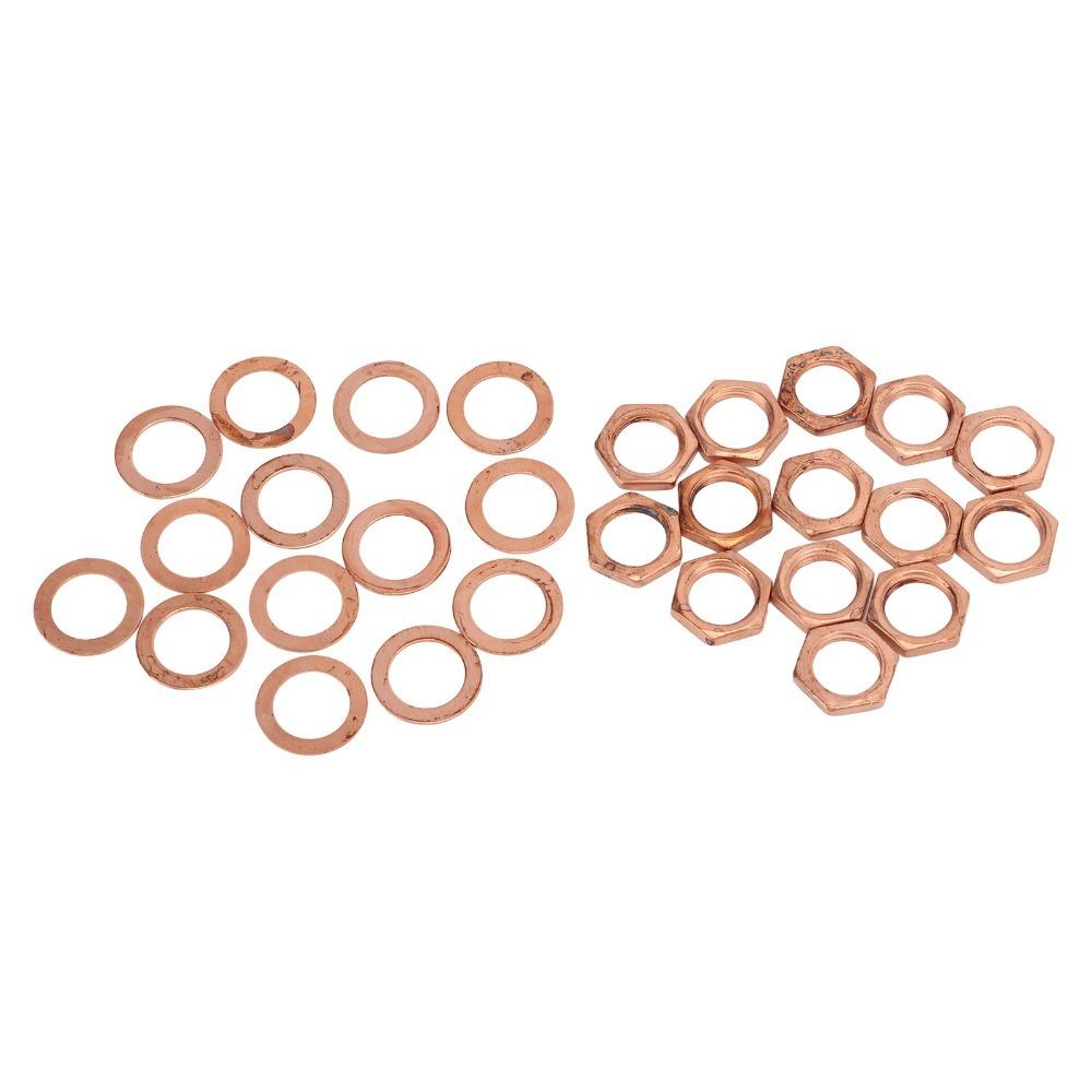 14Sets Red Copper And Bronze Instrument Socket Connector Jack Socket Nut With Washer For Guitar