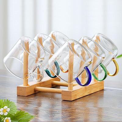 Deouxingguang Borosilicate Glass Teacups with Colored Handles (10-Pack)