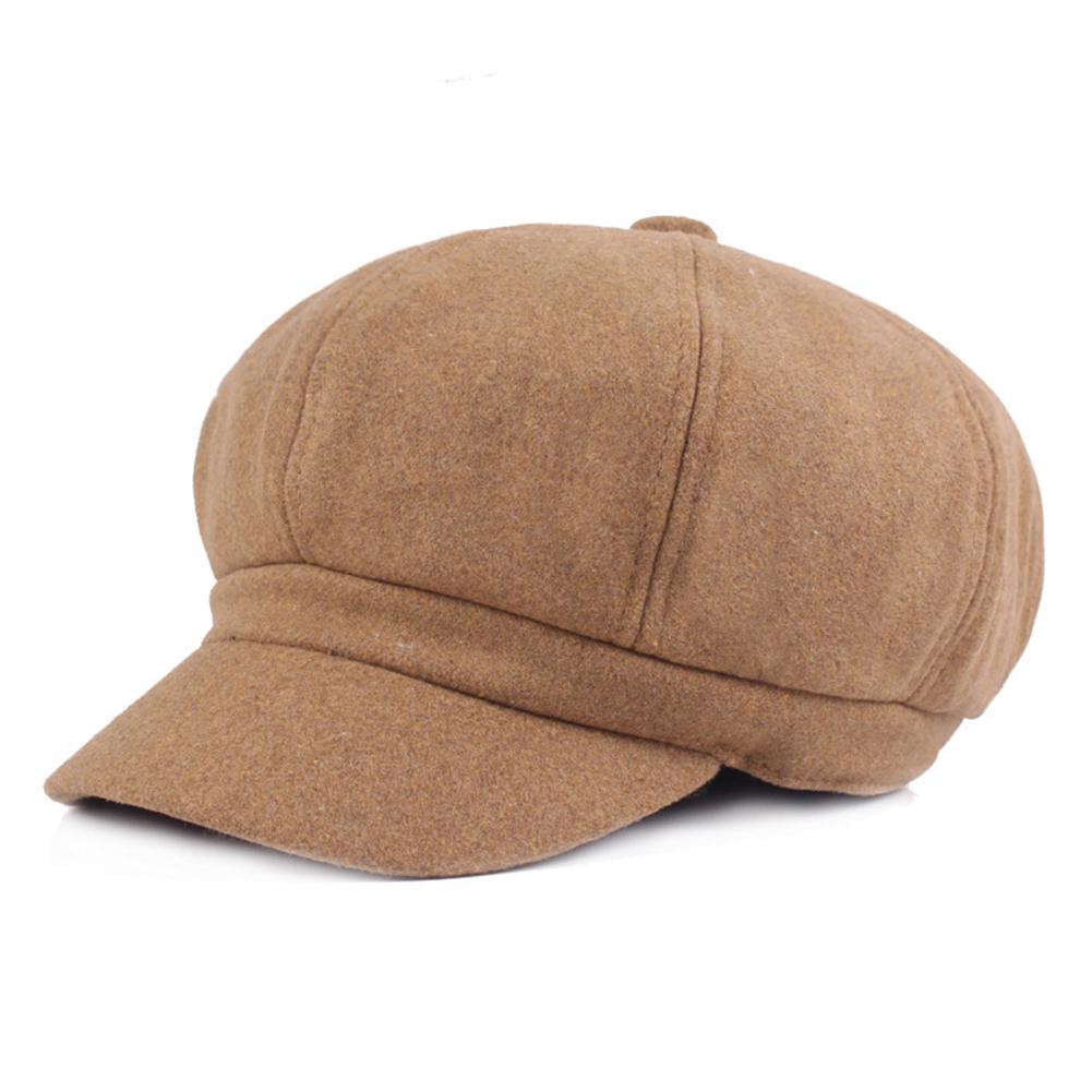 Women Woolen Adjustable Octagonal?Peaked Cap Chic Baseball Hat Gift