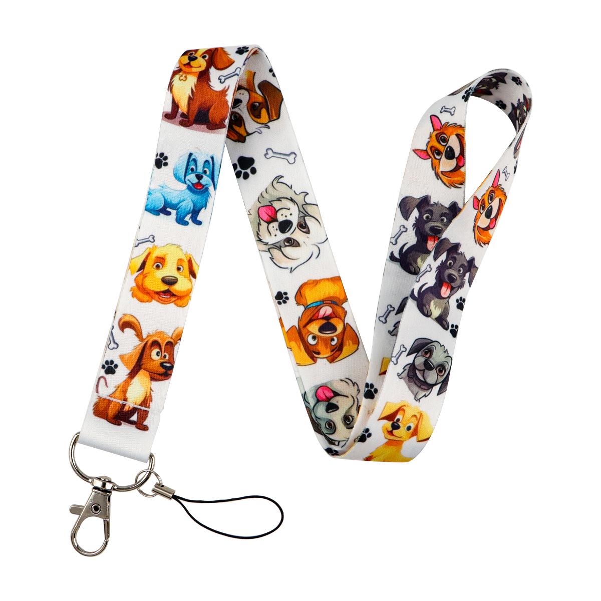 Süße Hunde Ausweishalter Haustierliebhaber Lanyards für Schlüssel Nackenband Ausweiskarte Fitnessstudio Handy-Schlaufen USB-Ausweishalter Aufhängeseil Lanyard gray
