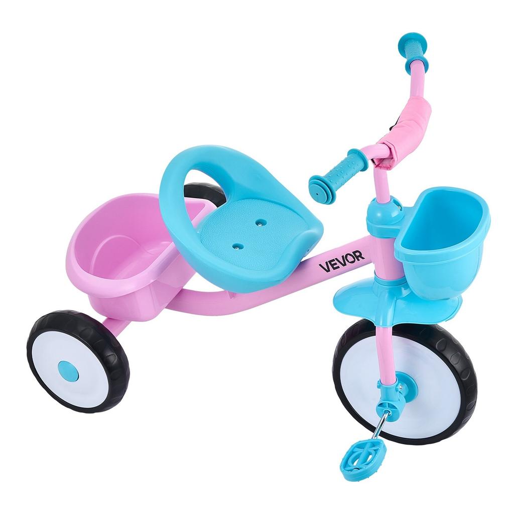 Toddler Tricycle for 2-5 Year Old, Kids Trike with Adjustable Seat, Storage Basket, Carbon Steel Frame, Handlebar Grips for Outdoor Play, Tricycle for