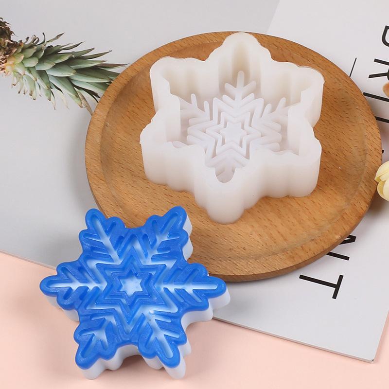 DIY Christmas Snowflake Silicone Candle Mold Handmade Aromatherapy Soap Resin Mold Christmas Candy Chocolate Making Tool Decor