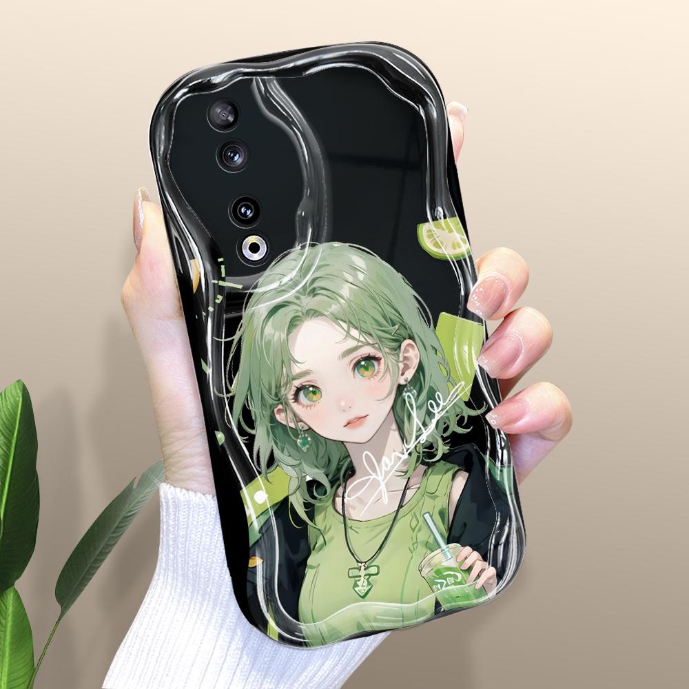 

Милый мультяшный узор, кремовая текстура, мягкий силиконовый чехол с волнистыми краями, чехол для телефона для Huawei Honor Infinix Tecno iPhone Infinix Hot 50 Pro 4G чёрный