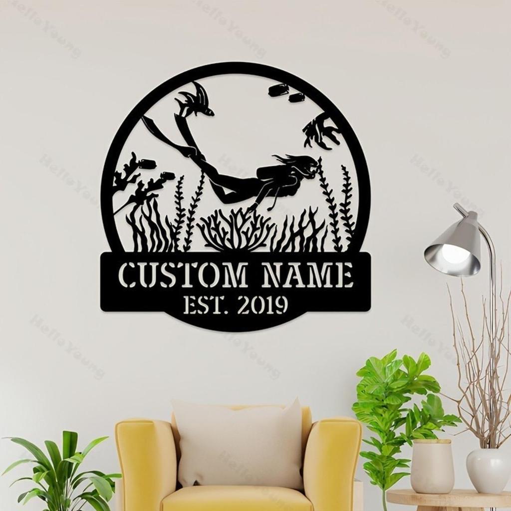 Customizable Metal Wall Art Diving Silhouette Fairy Tale Theme Home Garden Outdoor Party Decor