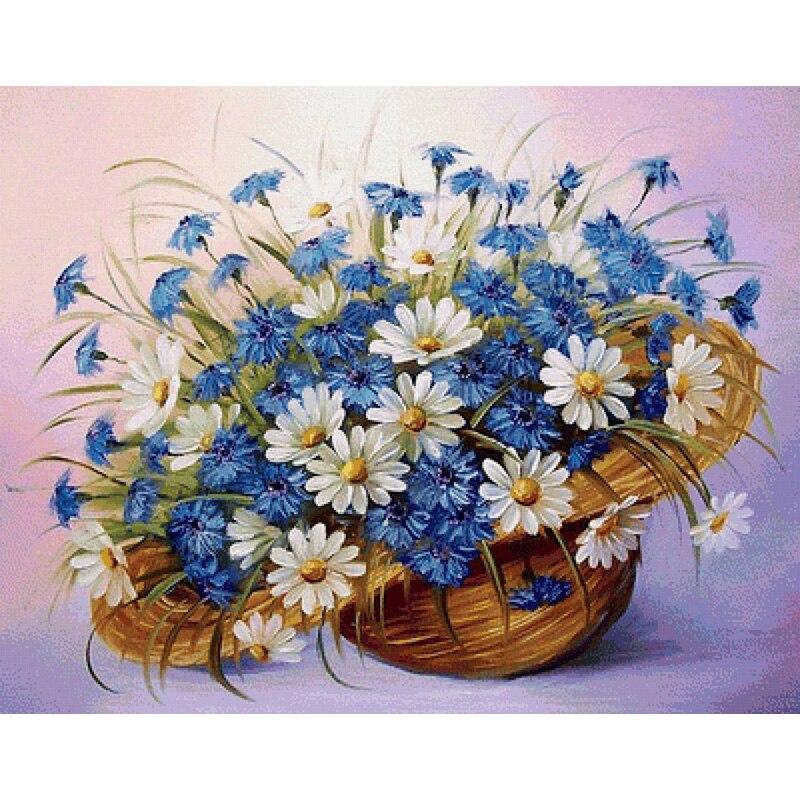 5D DIY Diamantmaleri Daisy Diamantbroderi Blomsterlandskap Korssting Hel Rund Drill Hjemmeinnredning Manuell Kunstgave