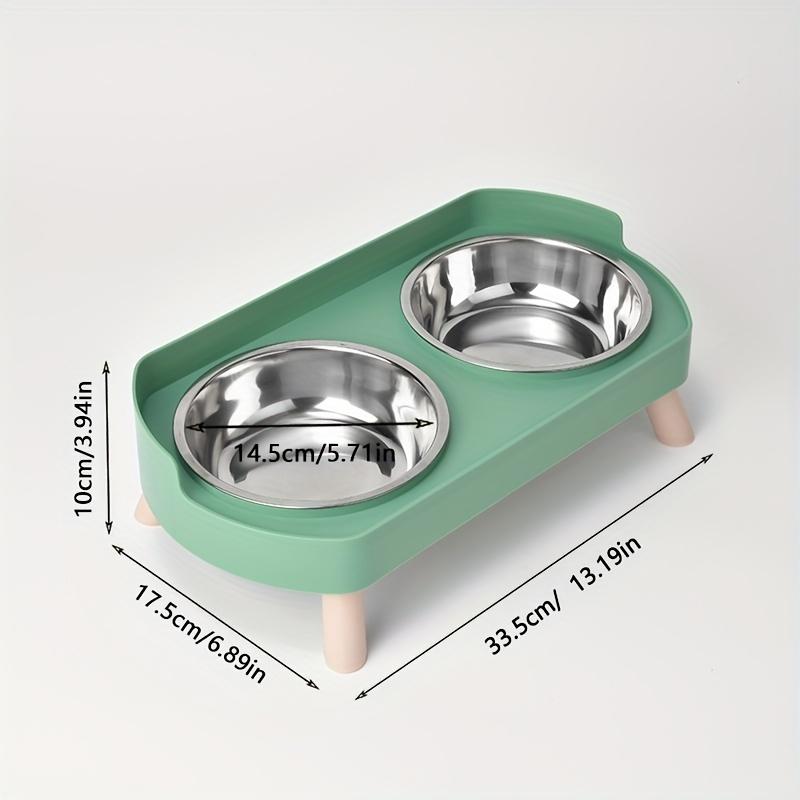 1pc Stainless Steel Double Bowl Cat and Dog Drinking and Eating Bowl, Sturdy, Durable and Splash Proof