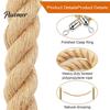Rope with Metal Hooks 1/1.5/2M Natural Braided Jute Rope, Heavy Duty Woven Twine Barrier for Crafts, Queue Crowd Control