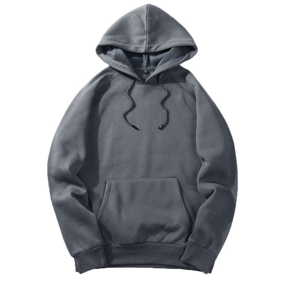 Men's  Casual Solid Hip  Loose Fit Fleece Long Sleeve Hoodie Top Blouse