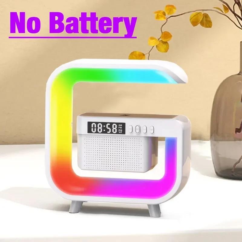 RGB Light All in One Wireless Charger Station Bluetooth Speaker TF FM With Alarm Clock For iPhone Samsung Xiaomi Fast Charging