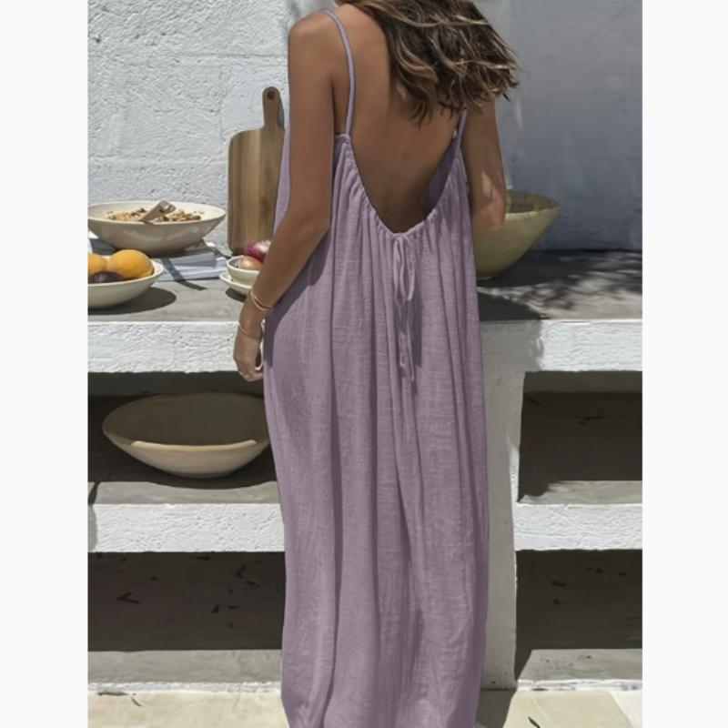 Camisole-Kleid für Damen, rückenfrei, lockerer langer Rock, Urlaubs-Zuhause-Stil