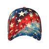 American Patriotic Star Print Baseball Cap, Adjustable Red White Blue Trucker Hat Outdoor Sun Protection Cap for Men Women