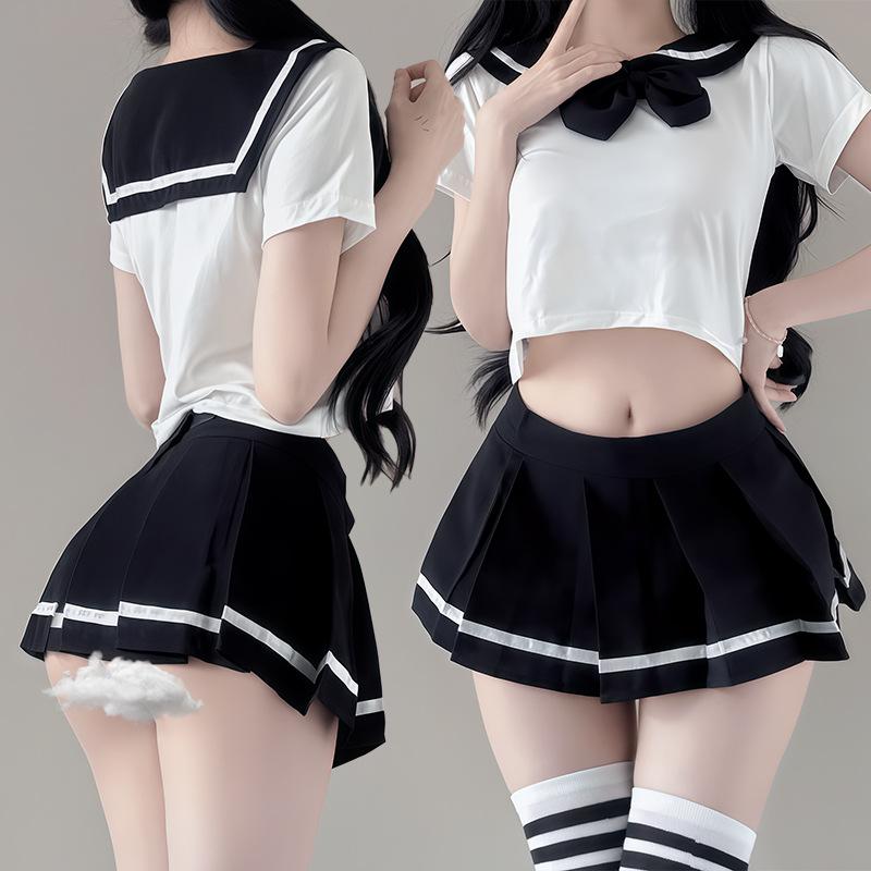 Sexy Japanese wind sailor sexy underwear seduction cute pleated short nightdress college style JK uniform short skirt set