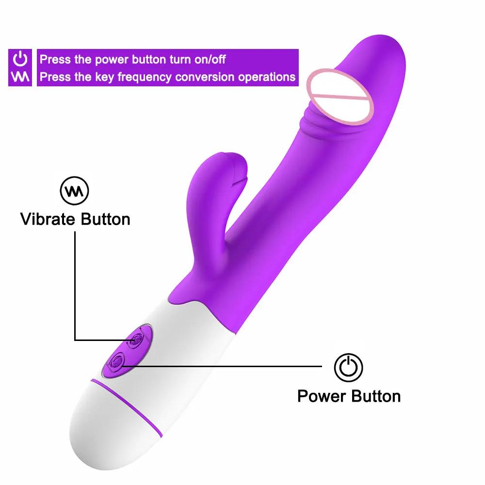 Powerful Rabbit Vibrator Dildo Dual Vibration G Spot Clitoris Stimulation Masturbators Vaginal Massager Adult Sex Toys For Women