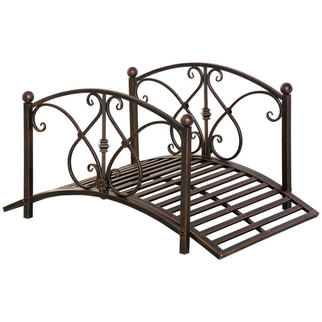 Vintage Garden Bridge with Floral Elements, In Metal, 99x68x53cm, Black