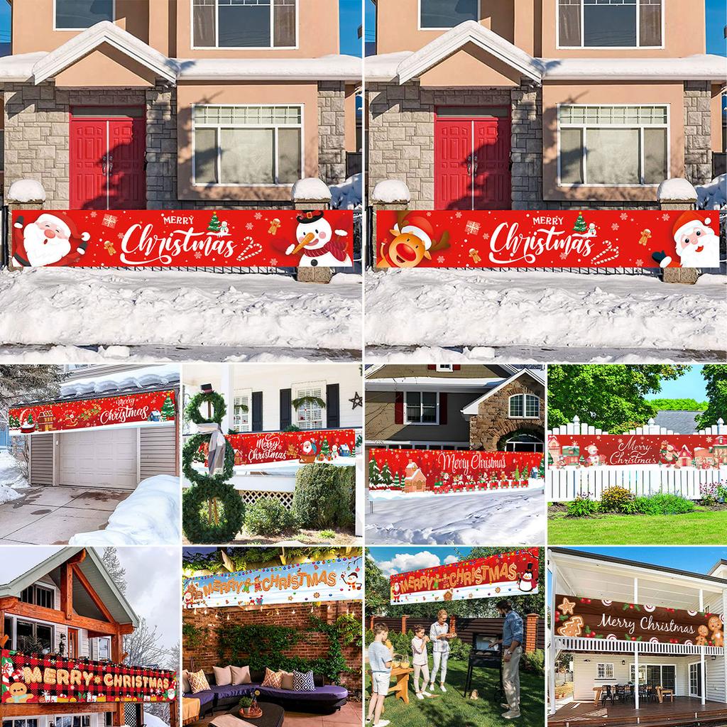 Christmas Outdoor Banner Flag Merry Christmas Decor 2024 Xmas Ornaments Gifts Navidad Noel Natal Happy New Year 2024 Home Decor
