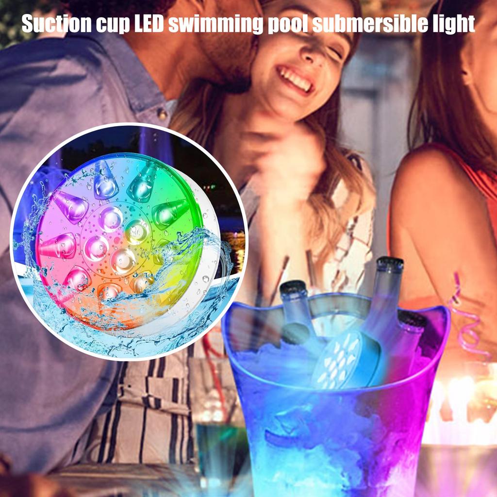 Remote Control Four Magnets With Suction Cup LED Pool Submersible Light