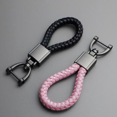 Handmade Woven Leather Cord Metal Keychain - Colored Pendant Car Keychain, Perfect for Ground Promotion or Small Gifts