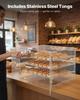 Bakery Display Case, 4-Tier Commercial Countertop Pastry Display Case, Clear Acrylic Bread Box for Kitchen, Party Cake Cabinet with Magnetic Rear Door