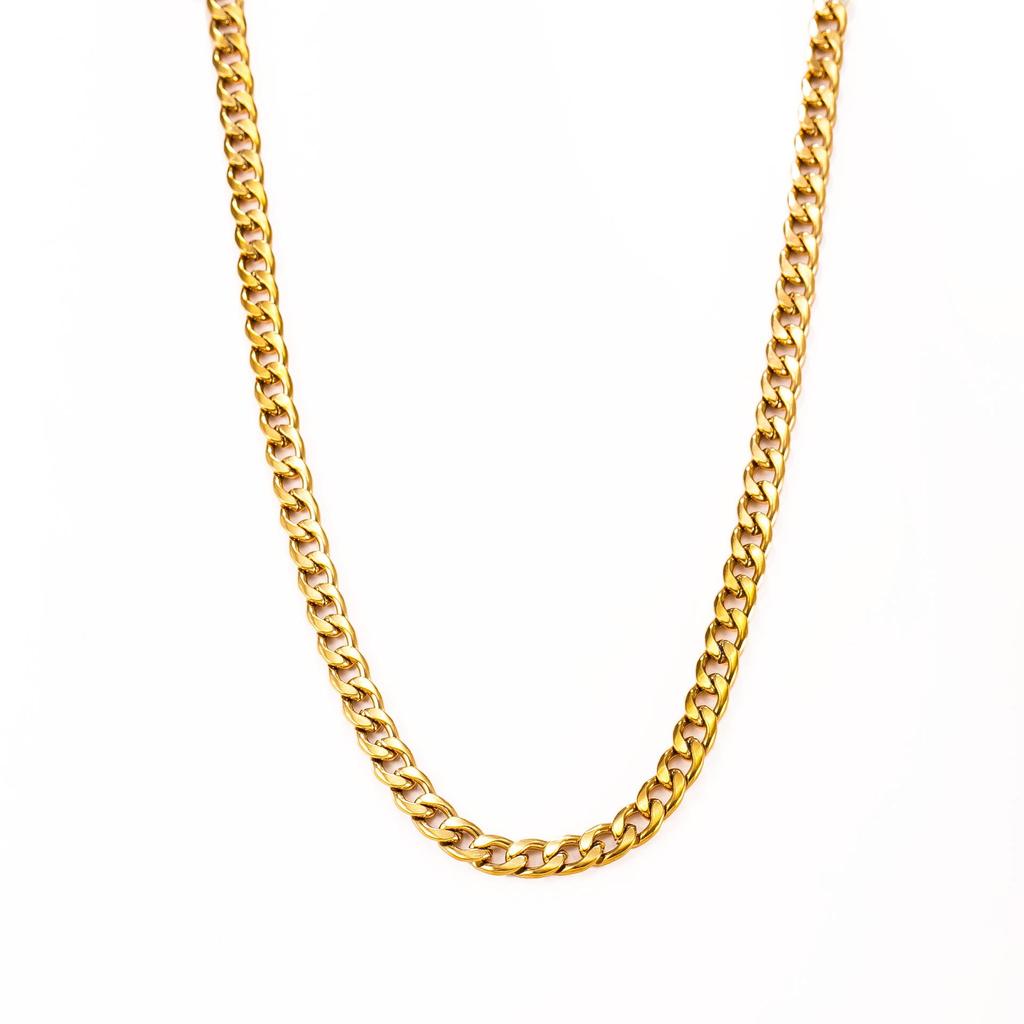 18K Gold-Plated Stainless Steel Cross Necklace for Men - Hip Hop Cuban Twist Chain Jewelry